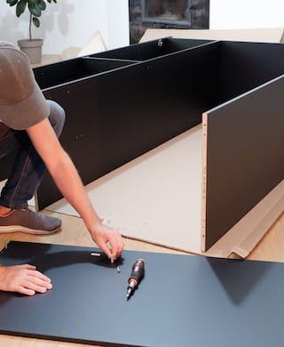 Furniture assembly in a Charlotte townhome living room