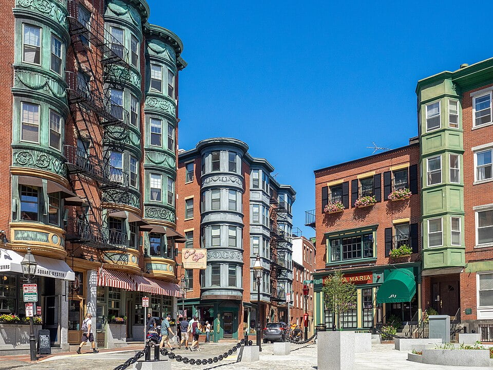 Street view in Boston&rsquo;s North End neighborhood